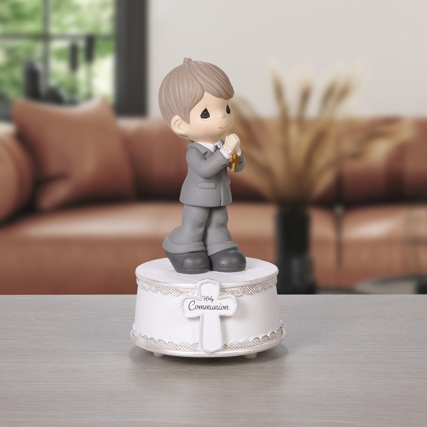 Precious Moments Holy Communion Boy Figurine, Wind Up Musical First Communion Gift for Boys, Resin Religious Keepsake