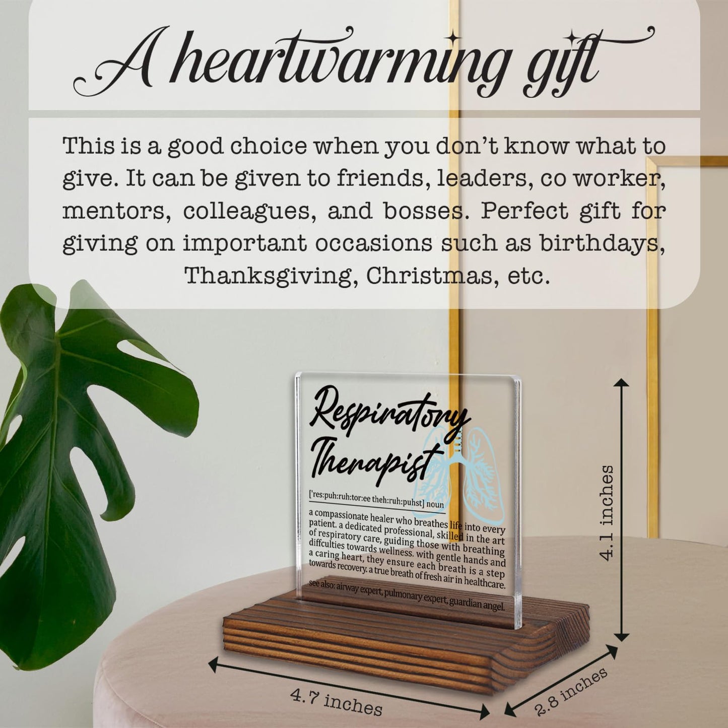 Respiratory Therapist Gifts, Thank You Appreciation Gifts for RTs Week Graduation Birthday Christmas Pulmonary Care Professionals Office Desk Decor Decorative Signs Plaque PA020