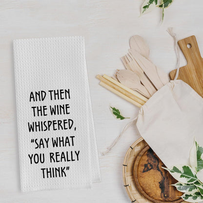 Wine Lovers Dish Towel - Funny Wine Gifts Decorative Waffle Weave Kitchen Towels, Tea Towel, Hand Towel, Housewarming Gift (16×24 Inches)