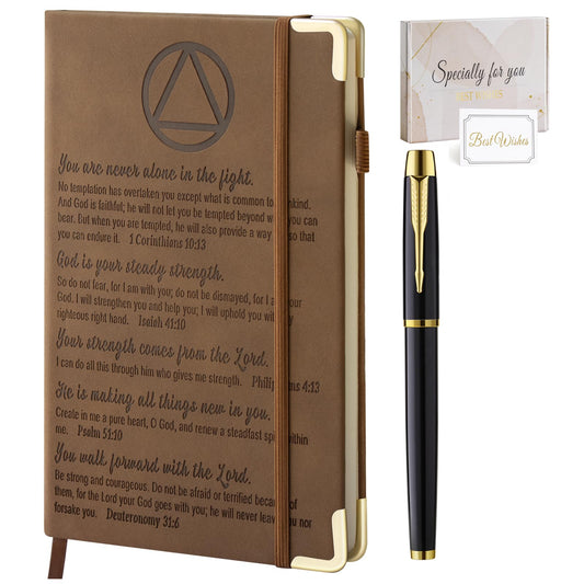 Sober Gifts Sobriety Gifts for Men Women Recovery Leather Journal Notebook 200 Pages A5 Lined with Inner Pocket and Pen AA NA alcoholics anonymous gift Sober Milestone Gift
