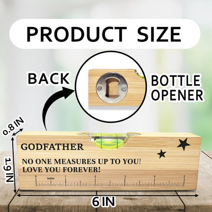 Godfather Gifts from godchild Wooden Spirit Level, Christmas Fathers Day Birthday Thank You Gifts Ideas for godfather Wooden Spirit Level Bottle Opener