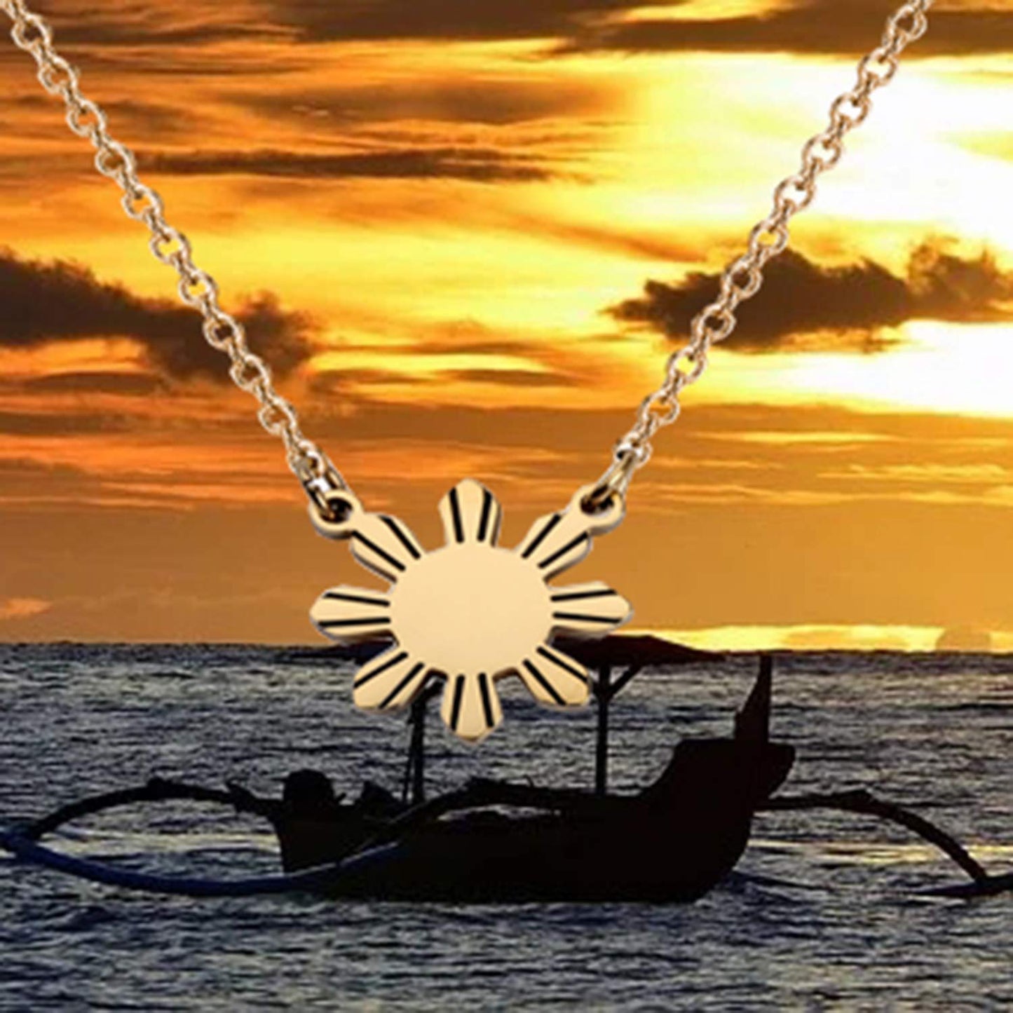 MYOSPARK Philippines Sun Necklace - Star Necklace Philippine Pride Jewelry Gift For Filipino
