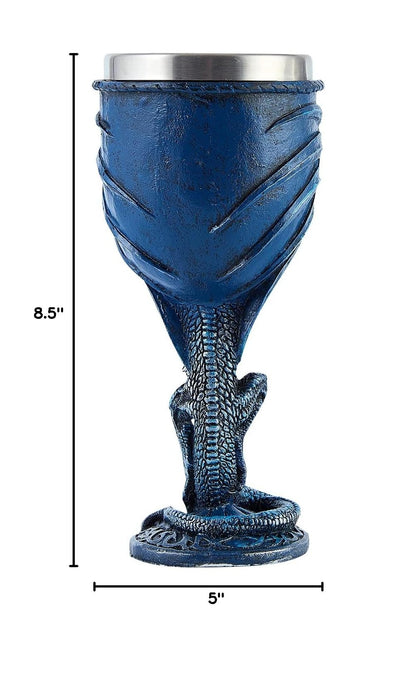 Blue Dragon Goblet Stainless Steel Dungeons and Dragons Gift Chalice Wine Goblet 7 oz. (Blue Sword Dragon)