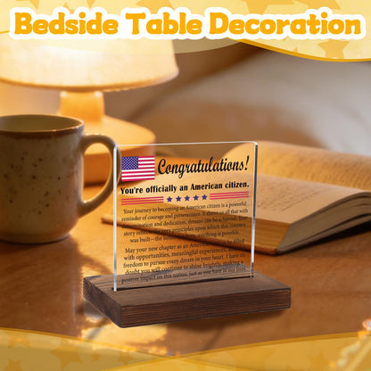 American Citizenship Congratulations Acrylic Plaque, Celebratory Gift for New US Citizens, Meaningful Keepsake for Naturalization, Transparent Acrylic Plaque, WTT65