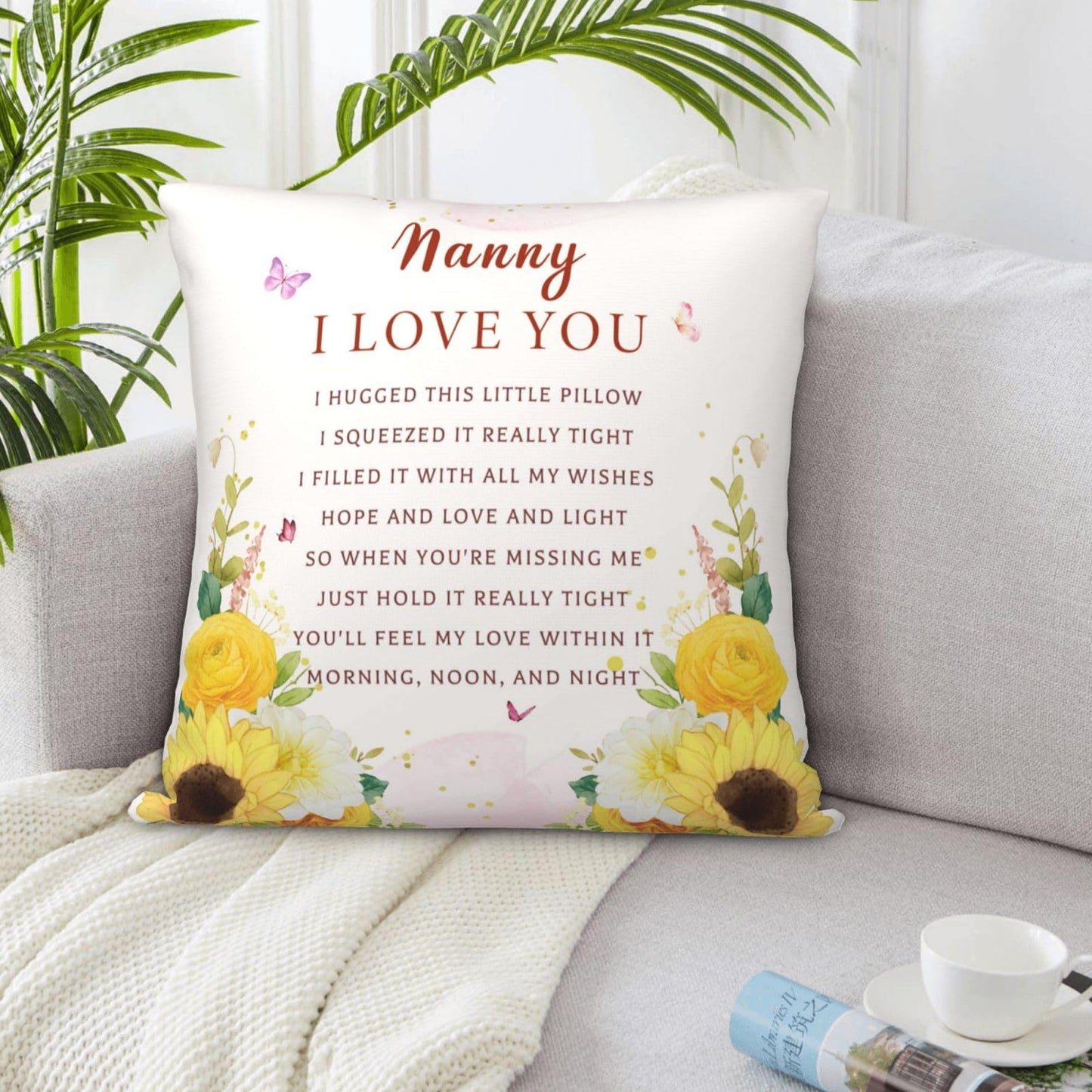 Nanny Gifts for Grandma, Birthday Gifts for Nanny from Grandchildren, Best Nanny Ever Gifts, Nanny Birthday Gifts, Grandma Gifts for Nannie from Grandkids Throw Pillow Cover 18X18 Inches