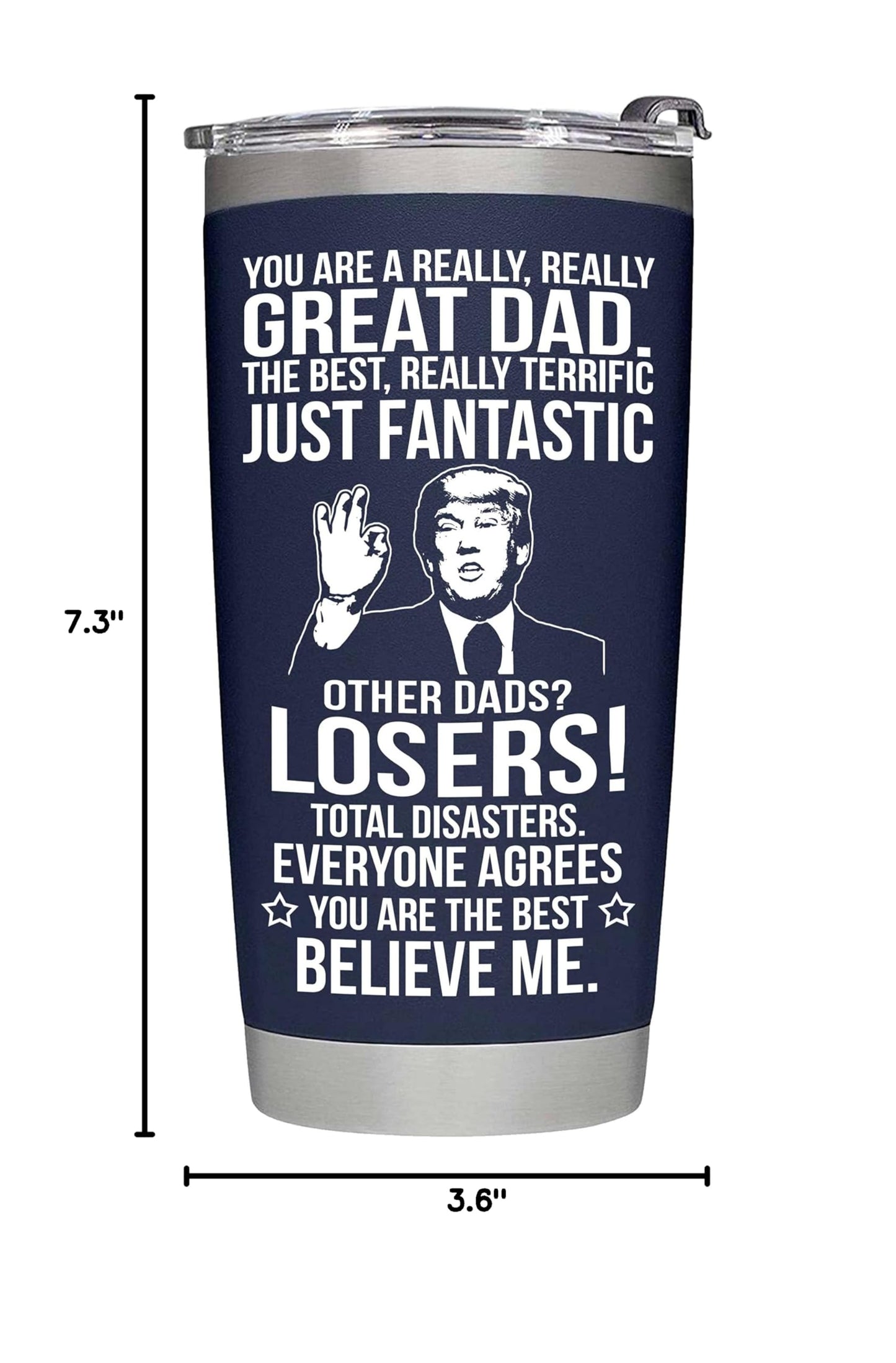 Fathers Day Gift for Dad from Daughter, Son, Kids - Funny Fathers Day Tumbler - Gifts for Husband from Wife - Present for Father - Dad Birthday Gift, Insulated Stainless Steel Tumbler 20oz, Navy