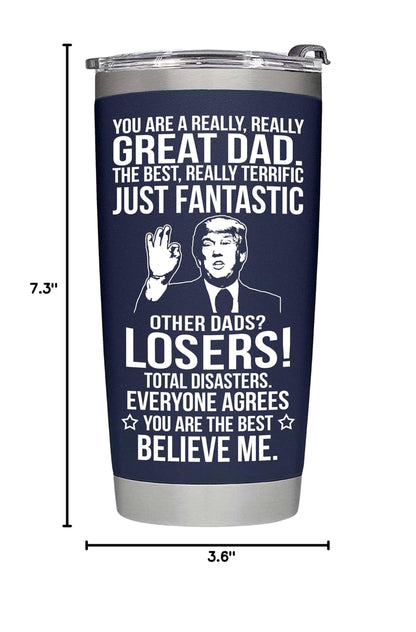 Fathers Day Gift for Dad from Daughter, Son, Kids - Funny Fathers Day Tumbler - Gifts for Husband from Wife - Present for Father - Dad Birthday Gift, Insulated Stainless Steel Tumbler 20oz, Navy