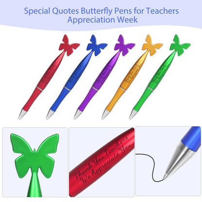 20 PCS Teacher Appreciation Gifts in Bulk 5,Teacher Gifts Metal Bookmarks Teacher Keychains Butterfly Tops Pens Thank You Burlap Drawstring Bags Teacher Appreciation Week Gift Set