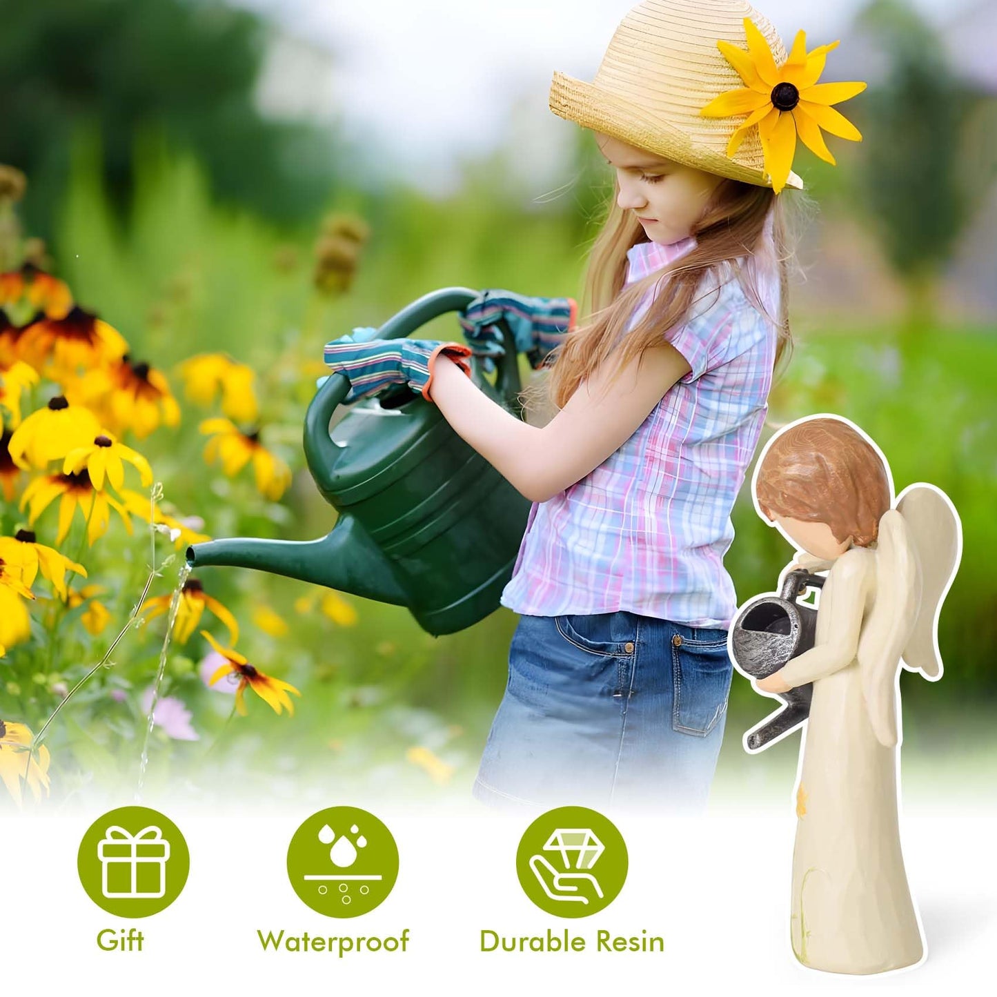 Gardening Gifts for Women, Gift for Gardeners Woman, Garden Angel Gifts for Mom, Sisters, Friends, New Home Gift Ideas, Unique Sculpted Hand-Painted Figurine
