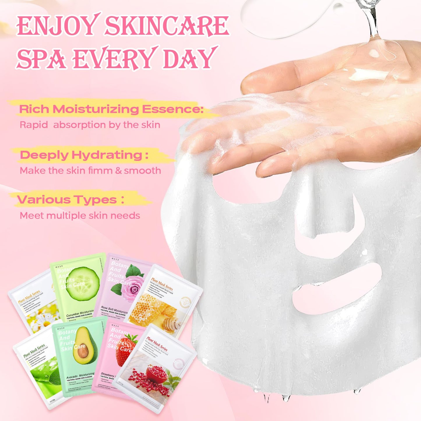 Gifts for Women Face Mask Skin Care Set 36 Pcs Teens Girl Gifts Moisturize,Hydrate Face Mask Set Spa Gift Set Self Care Valentines Mothers Day Birthday ( Face Masks, Lip & Eye Patches, Face Essense)