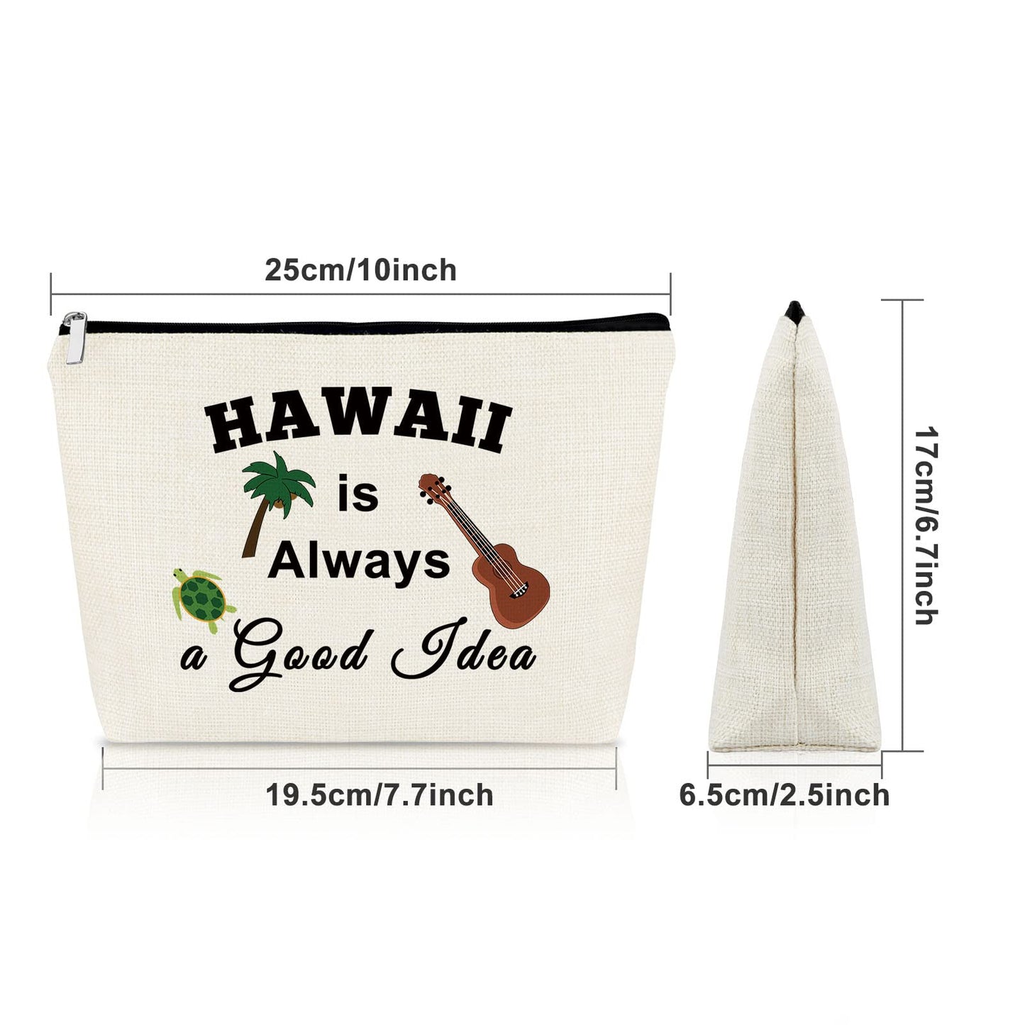 Hawaii Themed Makeup Bag - Beach Essentials for Women's Trips & Gifts