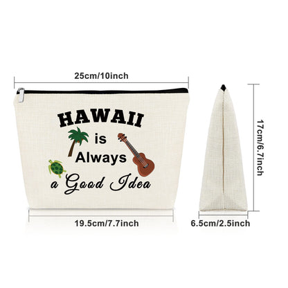 Hawaii Themed Makeup Bag - Beach Essentials for Women's Trips & Gifts
