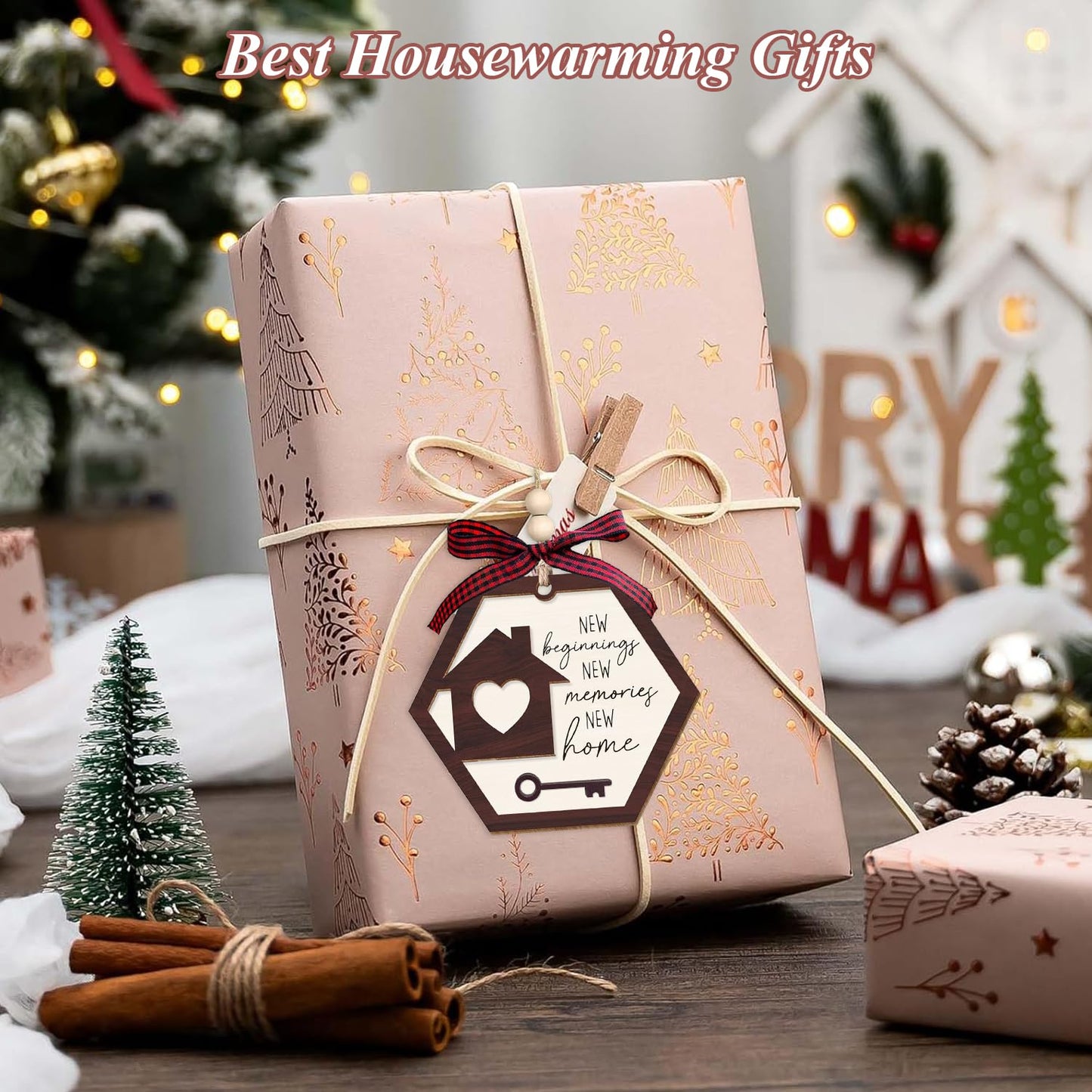 House Warming Gifts New Home - Customizable Housewarming Gifts for Women, Men, Couple, Homeowner, 2026 New Home Gift Ideas, Realtor Closing Gift, Wooden Ornament, New Beginnings Gifts