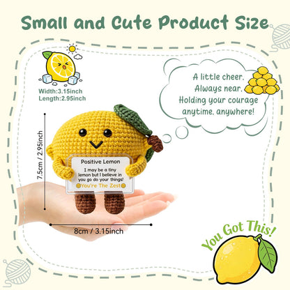 Emotional Support Crochet Positive Lemon Inspirational Cheer Up Gifts for Women, Handmade Positive Lemon Gift Birthday Thank You Christmas Teacher Appreciation Gifts for Coworker Mom Friends