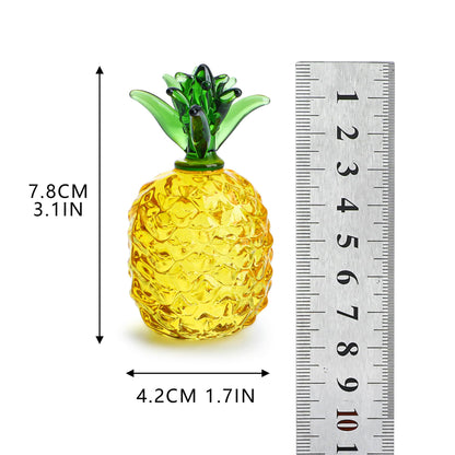 Glass Fruit Decor Crystal Pineapple Figurine Collectibles Hand Blown Glass Fruit Pineapple Decoration for Home Kitchen Office