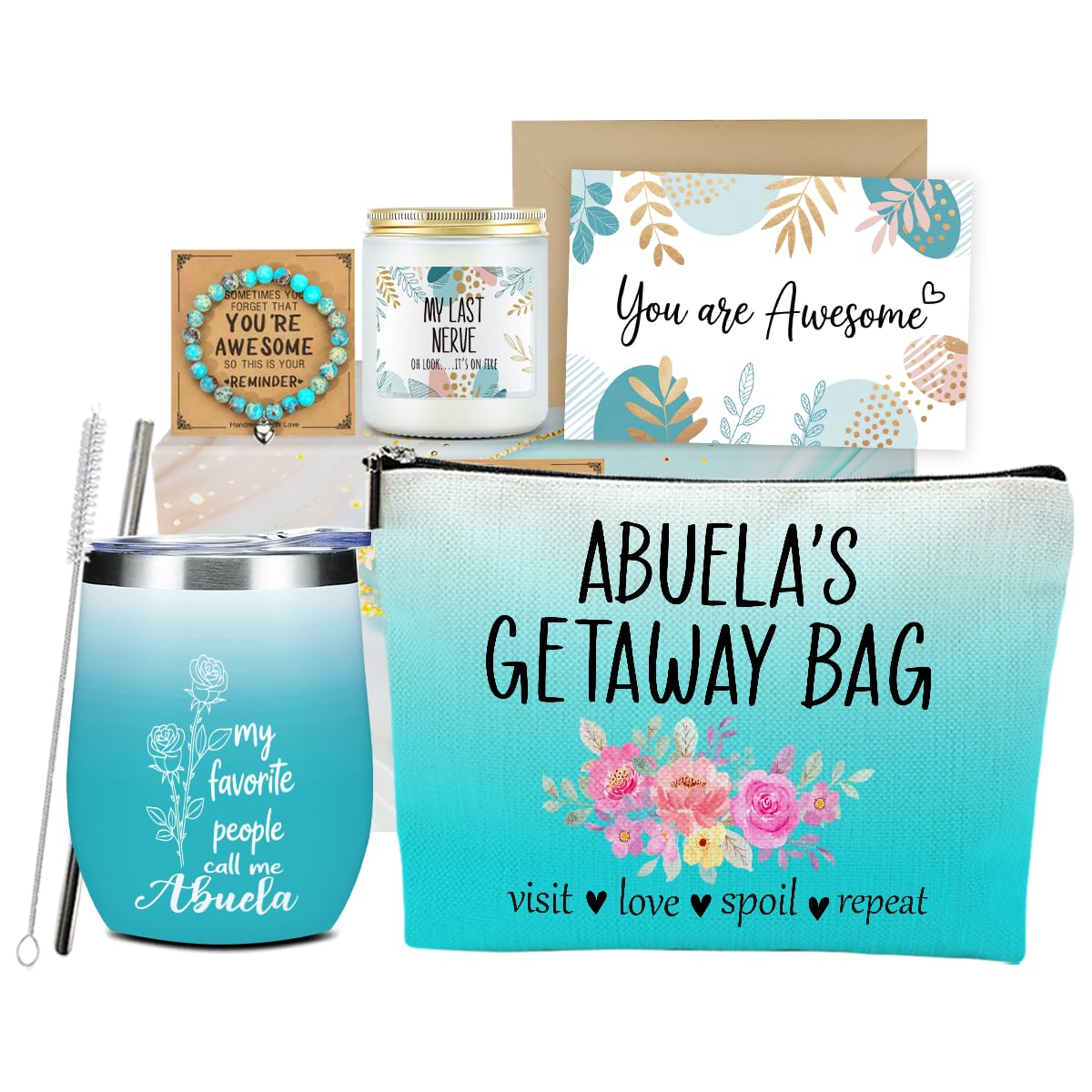 Abuela Grandma Gifts, Grandma Birthday Gifts, Funny Christmas Thank You Abuela Gift from Granddaughter for Women Female Grandmother Grandmom Nana Mimi Grammy Mothers Day Appreciation Gift Basket Set