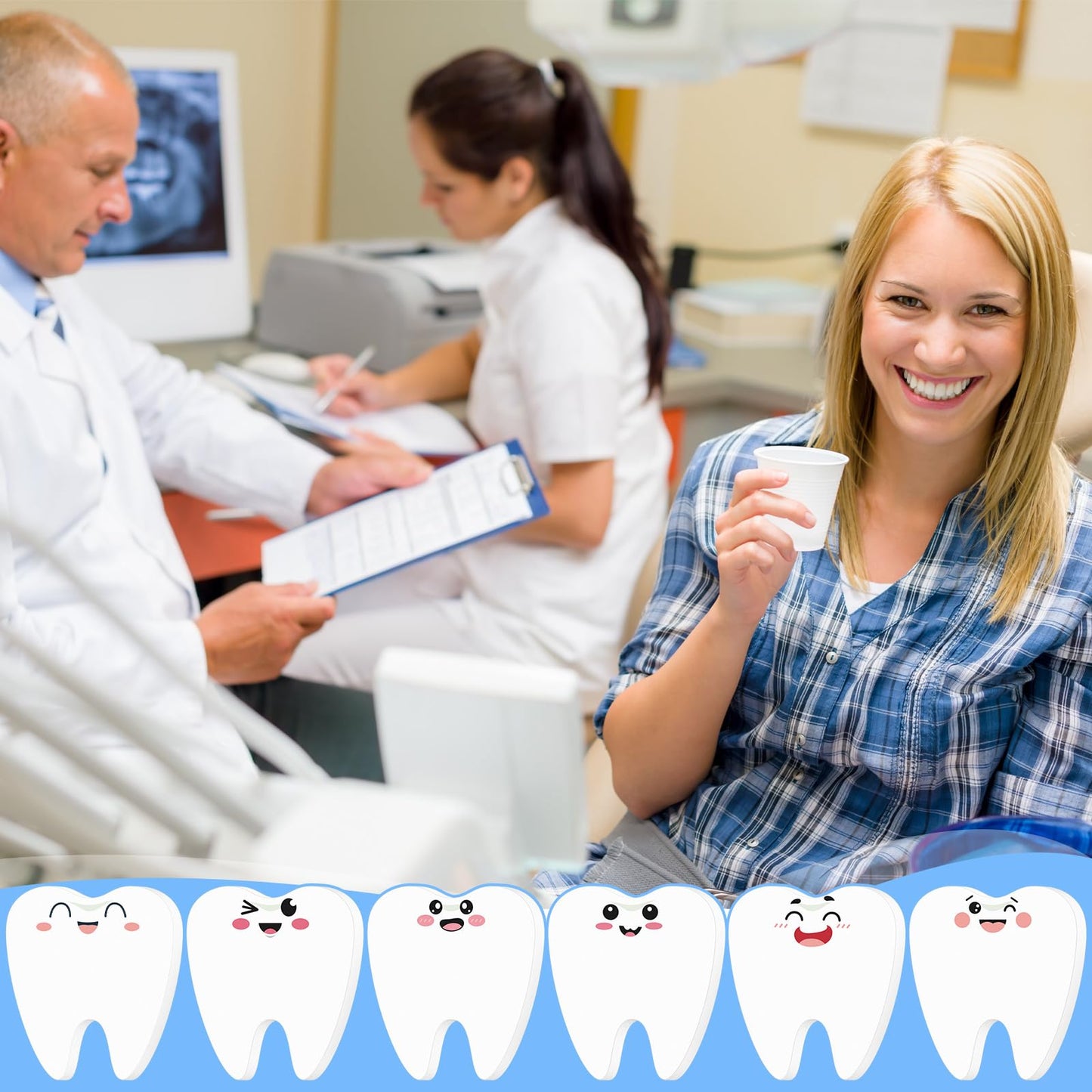 24 Pcs Dental Assistant Hygienist Tooth Sticky Notes Tooth Shaped Sticky Notepads Dental Assistant Gift Accessories Funny Cute Office Stuff for Coworkers, Employees, Students, Doctors, and Nurses