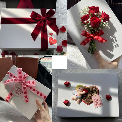 White Magnetic Gift Box 9x6.7x2.75 Inches, Rigid Collapsible Gift Boxes with Lids for Presents, Bridesmaid Proposal Box, Graduation, Wedding, Birthday Gift Packaging
