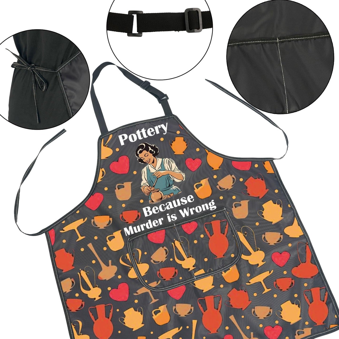 JNIAP Pottery Lover Gift Pottery Because Murder is Wrong Apron Ceramics Gift for Her