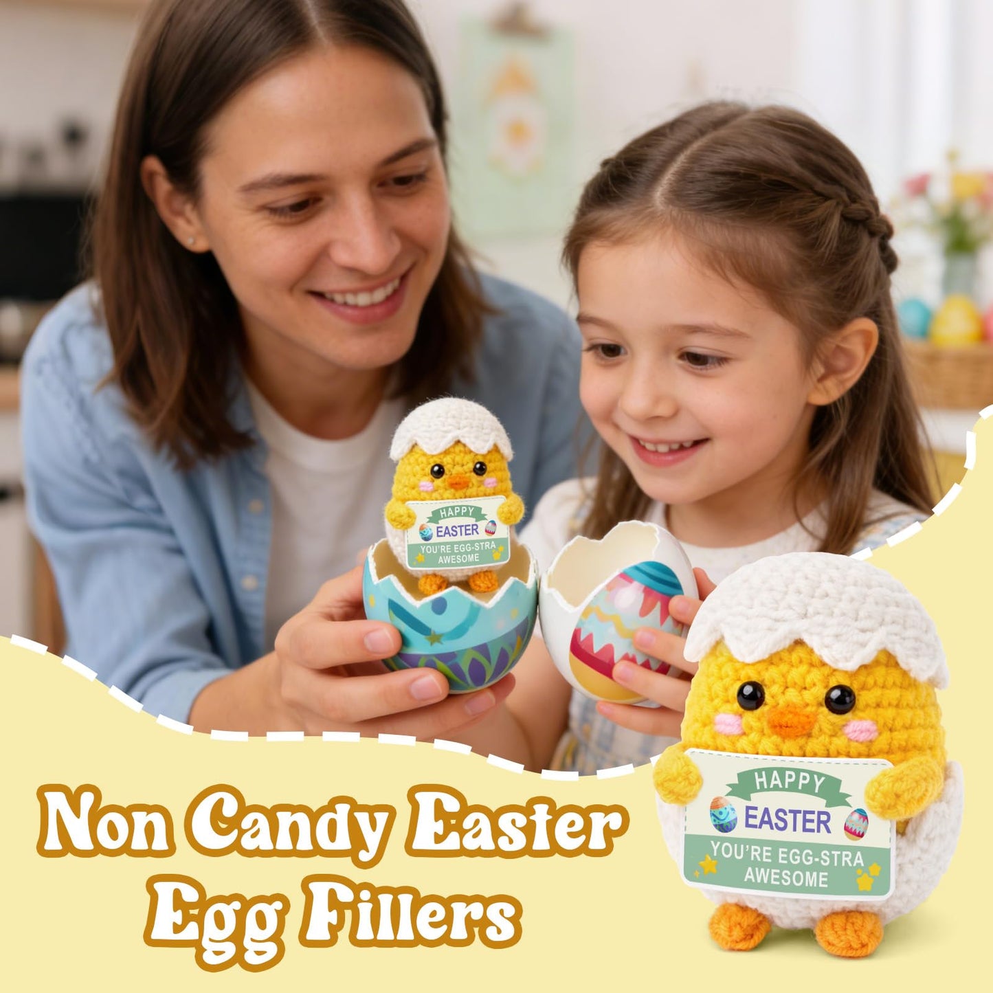 Easter Basket Stuffers for Teens Kids, Easter Gifts Crochet Spring Egg & Chick Plush, Jesus Christian Non Candy Egg Fillers Toy for Boys & Girls 8-12, 6-8, Tweens 10-12 Year Old