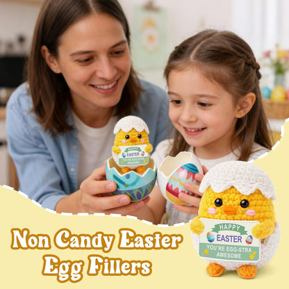 Easter Basket Stuffers for Teens Kids, Easter Gifts Crochet Spring Egg & Chick Plush, Jesus Christian Non Candy Egg Fillers Toy for Boys & Girls 8-12, 6-8, Tweens 10-12 Year Old