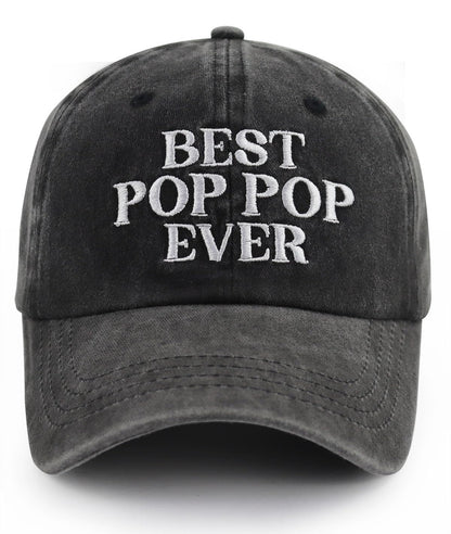 Best Pop Pop Ever Hats for Men Grandpa, Funny Adjustable Cotton Embroidered Dad Baseball Cap