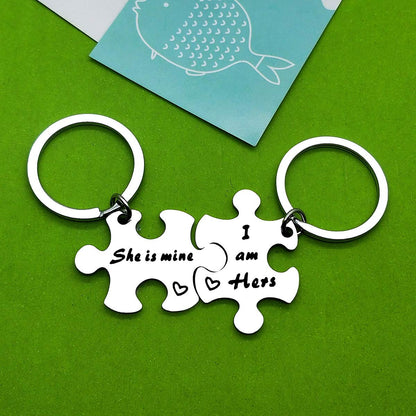 Baipilu Lesbian Couples Keychain Set - I am Hers, She is Mine Keychain for LGBT Women, Stainless Steel Keychain Gift for Girlfriend, Valentine's Day, Anniversary, Birthday, Wedding
