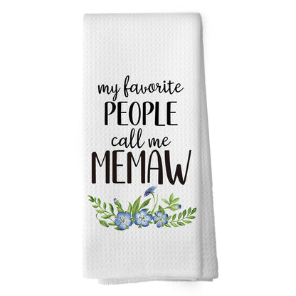 Memaw Gifts Kitchen Towels - Grandma Gifts from Grandkids Dish Towels, Rustic Grandma Mothers Day Birthday Decorative Absorbent Dishcloths Hand Towel for Kitchen Decor 16x24 Inches