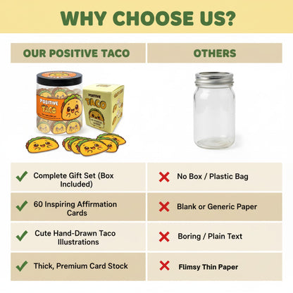 DEARMINE Positive Taco Jar – 60 Affirmation Cards Emotional Support Taco Gift for Taco Lovers, Birthday Gifts for Women