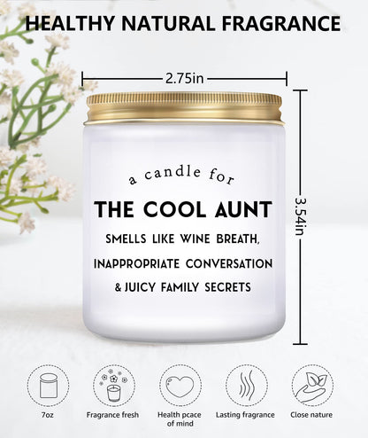 Cool Aunt Lavender Candle Gifts: Funny New Aunt Birthday Gifts from Niece Nephew Best Aunty Ever Christamas Day Gift 7oz