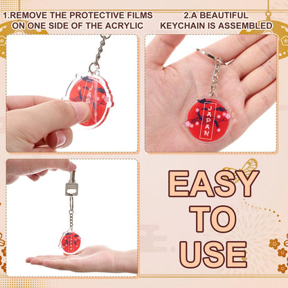 Misdary 24 Pcs Japanese Acrylic Keychains Japanese Souvenirs Travel Gift Sushi Lucky Keychain for Traveler Birthday Christmas Bachelorette Party Favors