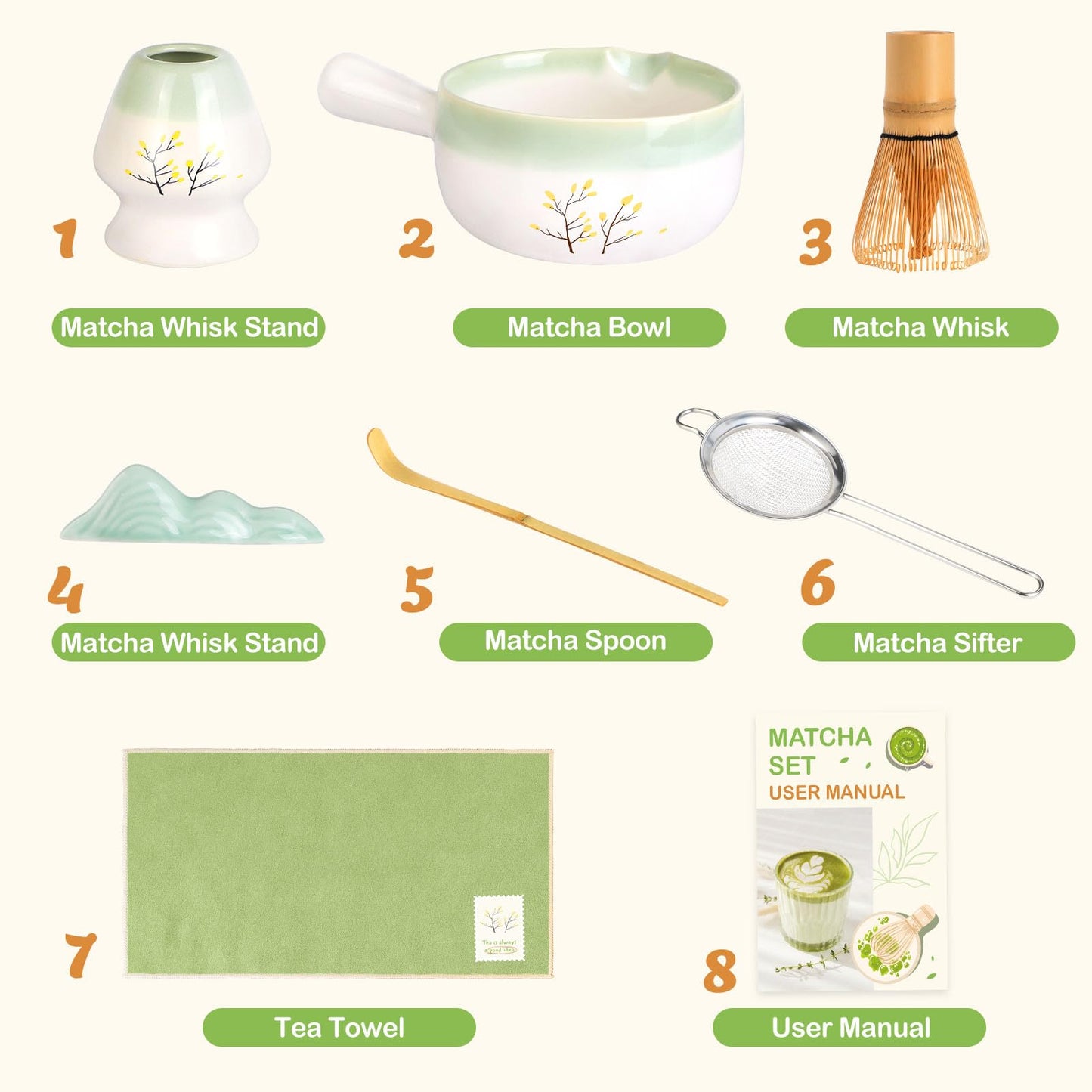 Matcha Whisk Set, Matcha Set Home and Kitchen, Matcha Kit Handled Matcha Bowl Tea Set, Christmas Gifts for Women Mom, Kitchen Decor And Accessories, Matcha Sifter Tea Cup Set Christmas Kitchen Decor