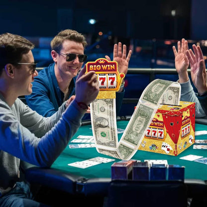 LEWRCPPY Casino Birthday Party Money Gift Box Big Win Happy Birthday Poker Box with Draw Strip Las Vegas Pull Out Cash Boxes Casino Theme Party Decorations for Casino Night
