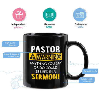 YHRJWN - Pastor Appreciation Mug, Religious Gifts for Men, Unique Christian Gifts for Birthday, Christmas - 11 Oz Black