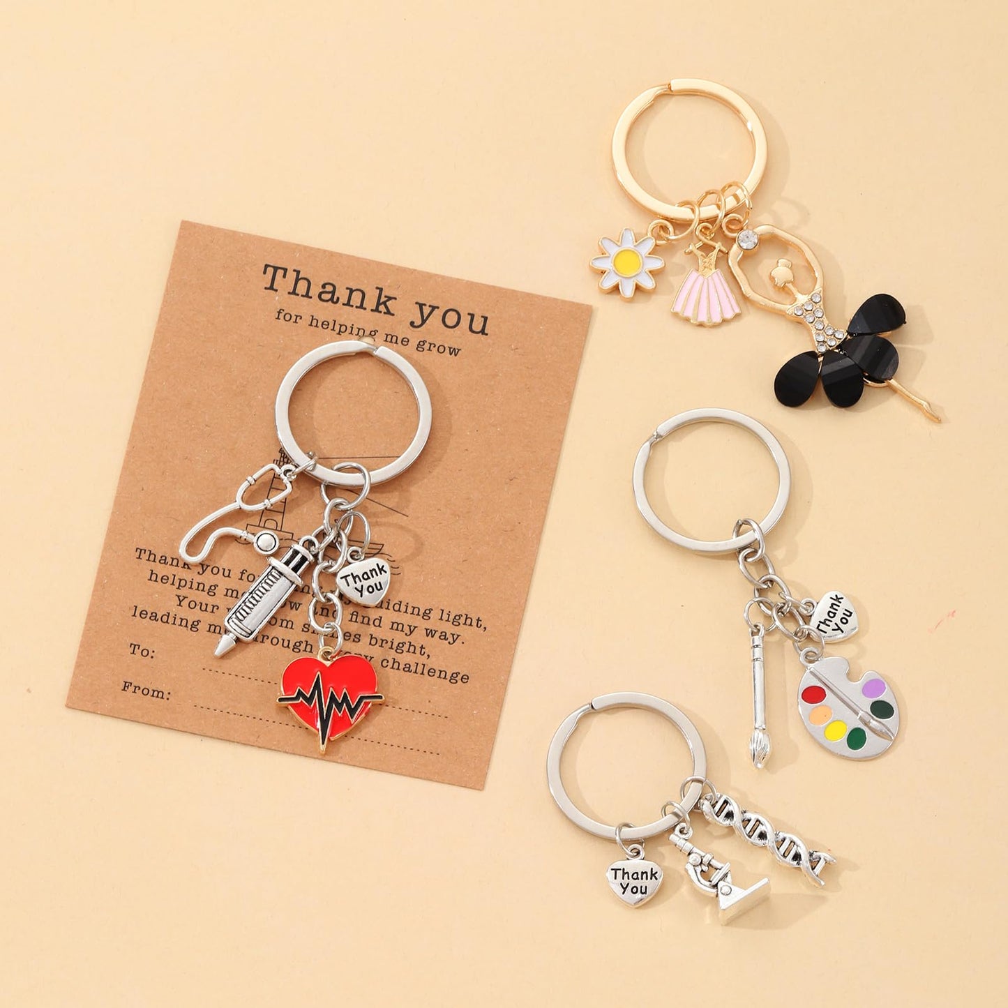 Teacher Appreciation Keychain Gifts Graduation Back To School Gifts from Student Thank You for Helping Me Grow Keychain