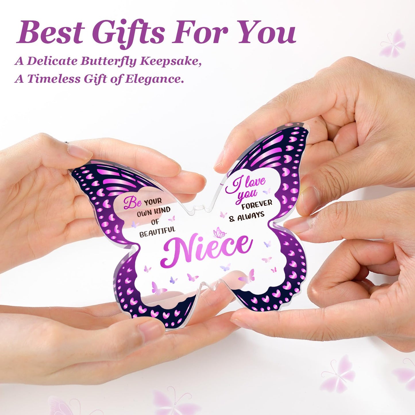 Niece Gifts from Auntie Aunt, Birthday Gifts for Nieces from Aunt, Graduation Mothers Day Valentines Christmas - Butterfly 5x3.8 IN Acrylic Decorative Plaques