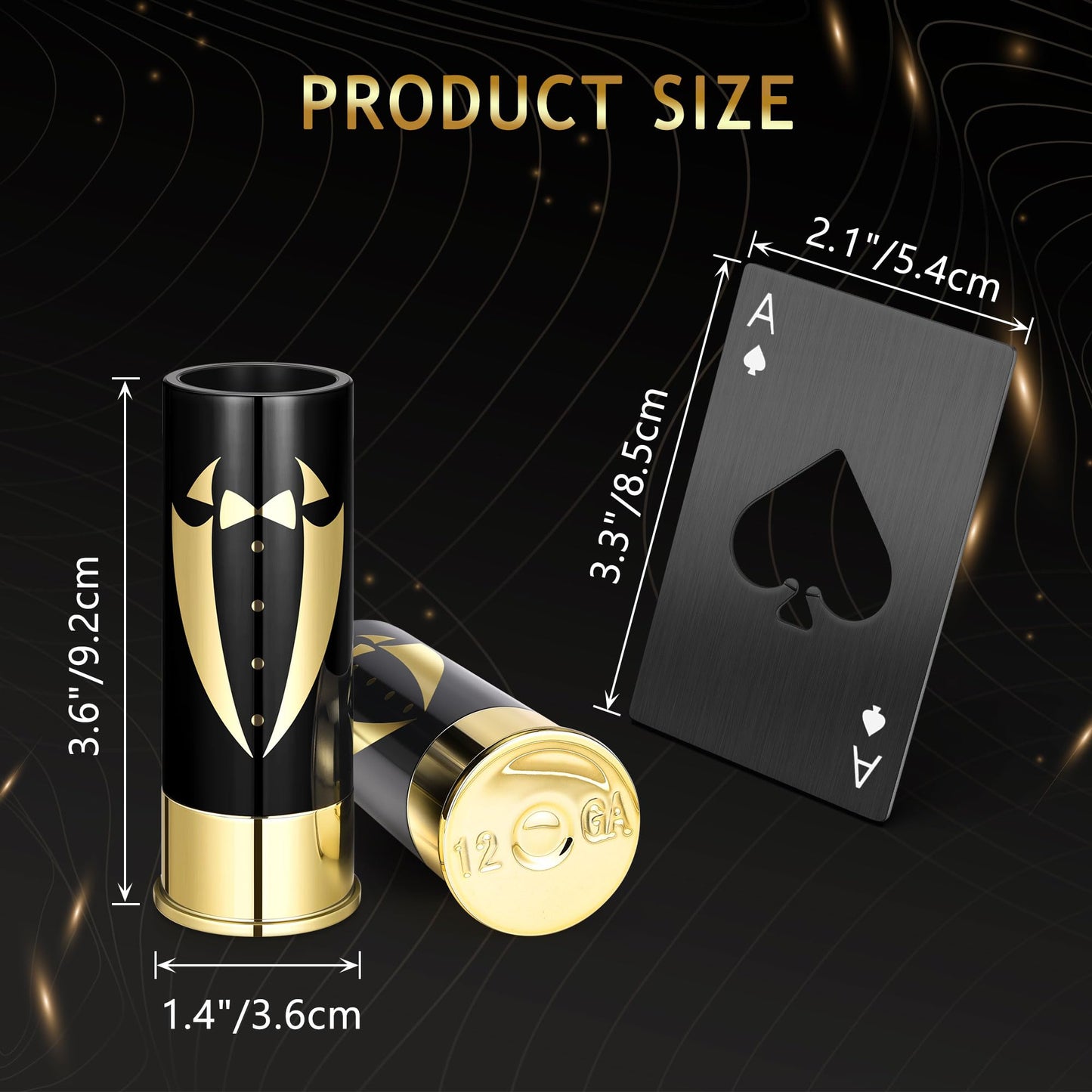 Yoption 16 Pcs Groomsmen Gifts Set, 8pcs Gauge Shot Glasses with 8pcs Credit Card Size Bottle Openers for Wedding Party Proposal Groomsmen Bridesmaid Favors