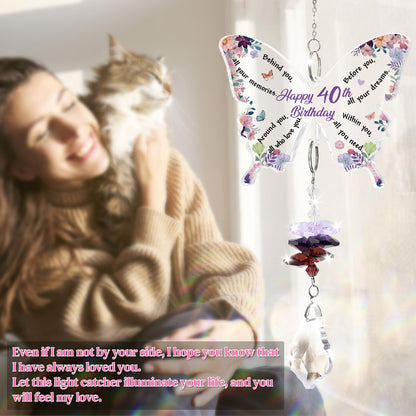 Funnli 40th Birthday Gifts for Women, 40th Birthday Decorations for Woman Crystal Suncatcher, 40 Year Old Bday Gift for Friends Sister Mom Grandma Window Hangings Home Decoration