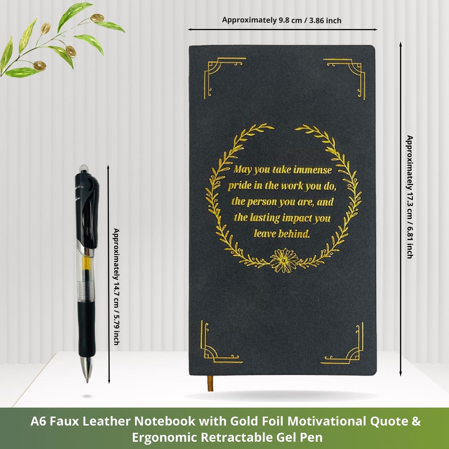 30 Sets Employee Appreciation Gift Set, A6 Faux Leather Notebook with Gold Foil Motivational Quote & Ergonomic Retractable Gel Pen, Ideal for Coworkers, Teachers & Volunteers