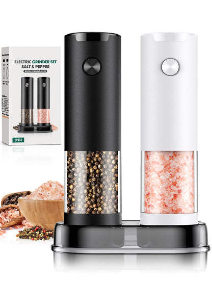 Electric Salt and Pepper Grinder Set Automatic Grinder for Kitchen Battery Pepper Mill Shakers Adjustable Coarseness Upgraded Larger Capacity with Led Gifts for Mom
