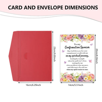 Confirmation Sponsor Card, Confirmation Sponsor Gifts for Women Godmother, Christian Thank You Card from Godchild Girls, Catholic Appreciation Cards for Sponsors Spiritual Mentor