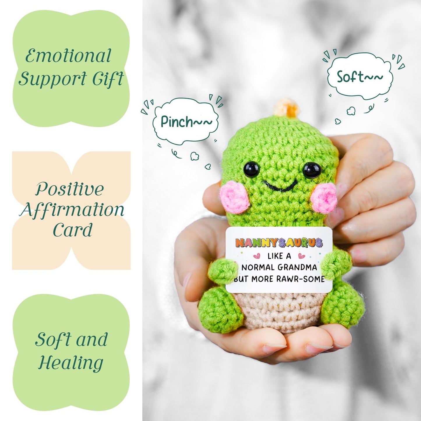 AceThrills Nanny Gifts, Nanny Birthday Gifts - Handmade Crochet Funny Cute Dinosaur Nannysaurus, Gift for Nanny from Grandchildren on Mother's Day Birthday Christmas