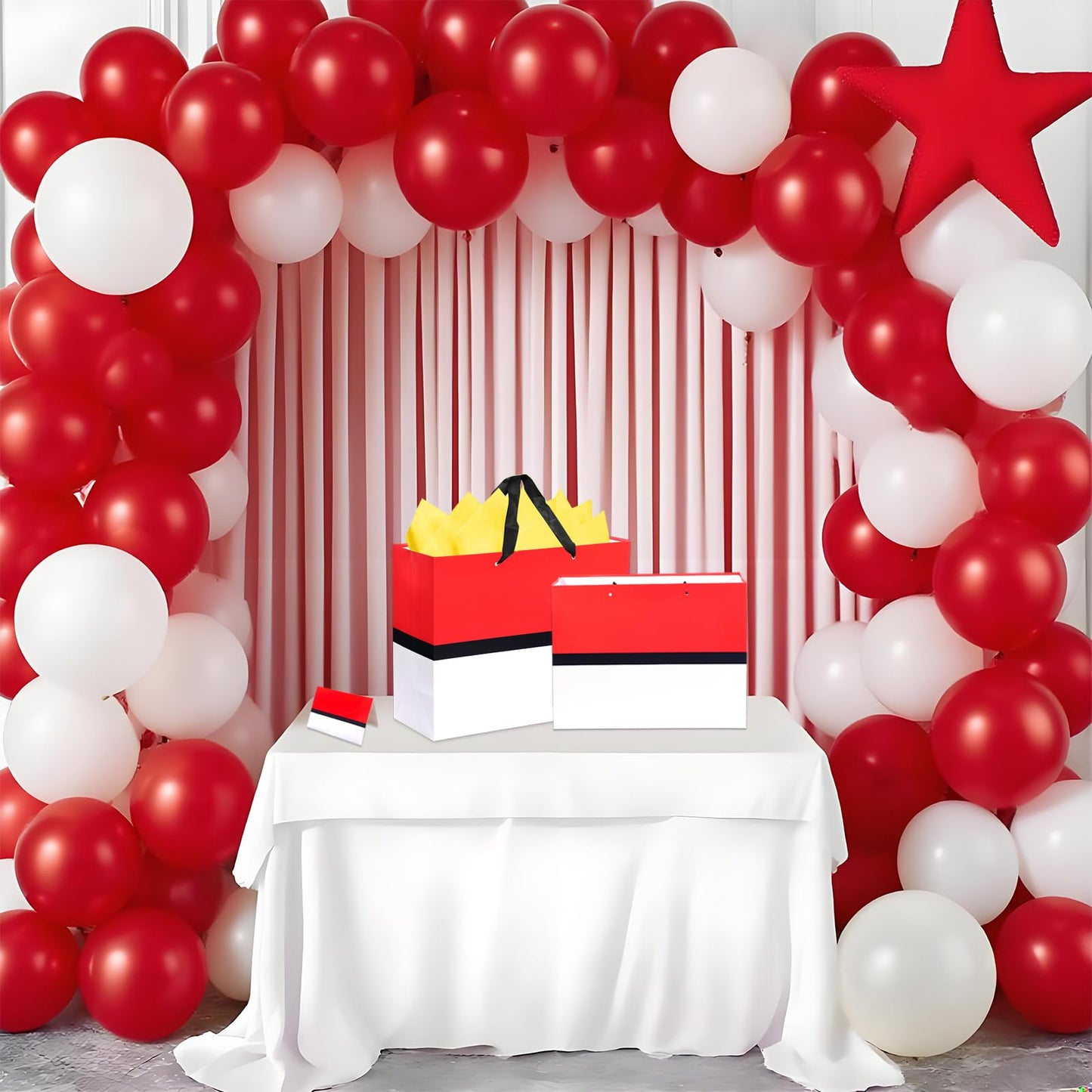 HTPARY Cartoon Animation Gift Bags Set Red and White Theme Favor Goodie Bag with Tissue Papers Greeting Card Game Party Birthday Decorations Supplies