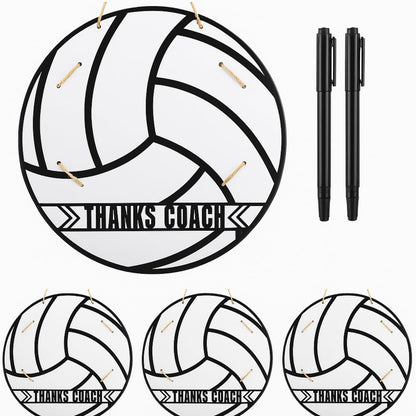 Cinnvoice 4 Set Volleyball Thanks Coach Picture Frames with Signature Pens Fits 4 x 6 Inches Photos Wooden Picture Frame Thanks Volleyball Coach Gift from Team Coaches Appreciation Home Plate Plaque