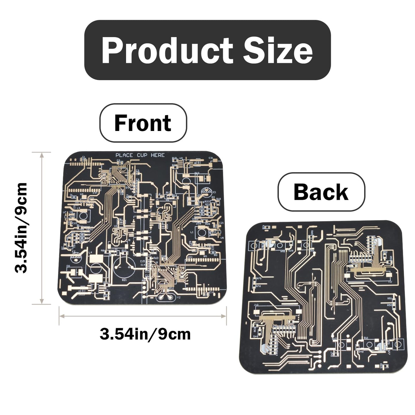 2 Pcs Circuit Board Coasters for Drinks in PCB-Design Black Immersion Gold Circuit Board Coasters for Men Funny Drink Coasters for Party Bar Office Geek Men Nerd Engineer Gifts (2 x Black)
