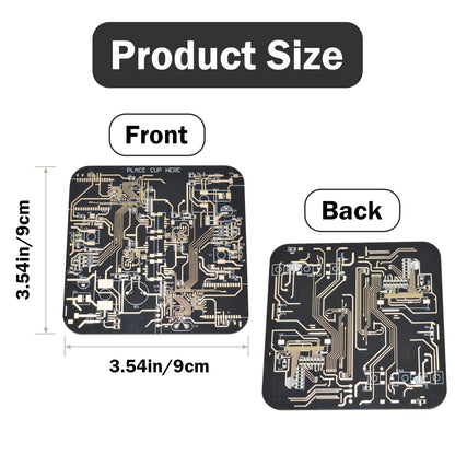 2 Pcs Circuit Board Coasters for Drinks in PCB-Design Black Immersion Gold Circuit Board Coasters for Men Funny Drink Coasters for Party Bar Office Geek Men Nerd Engineer Gifts (2 x Black)