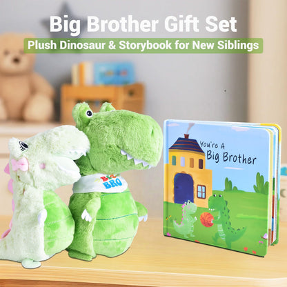 Big Brother Gift for Boy for Older Siblings of New Baby Includes Plush Dinosaur with Storybook, Ideal Birthday & Special Occasion Gift for Boys (Big Brother/Little Sister)