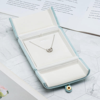 Velvet Necklace Pendant Gift Box Jewelry Display Storage Case (Sage Green)