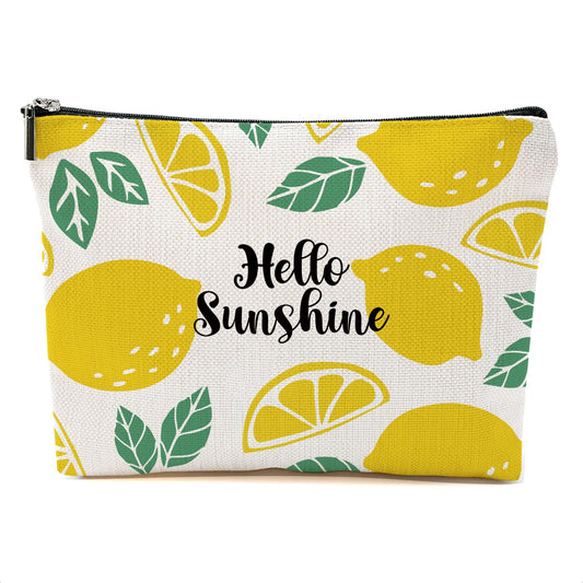 Lemon Makeup Bag Inspirational Cosmetic Bag Sunshine Gifts for Women Girls Friend Niece Daughter Lemon Themed Gifts Travel Organizer Zipper Pouch Graduation Birthday Friendship Gifts