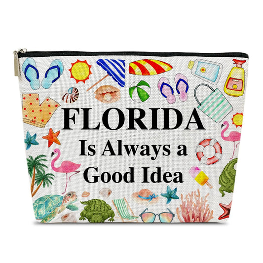 Florida Travel Makeup Bag, Florida Girl Gift, Travel Vacation Gift Pouch, Trip Souvenirs, Travelling Lover Cosmetic Bag for Purse